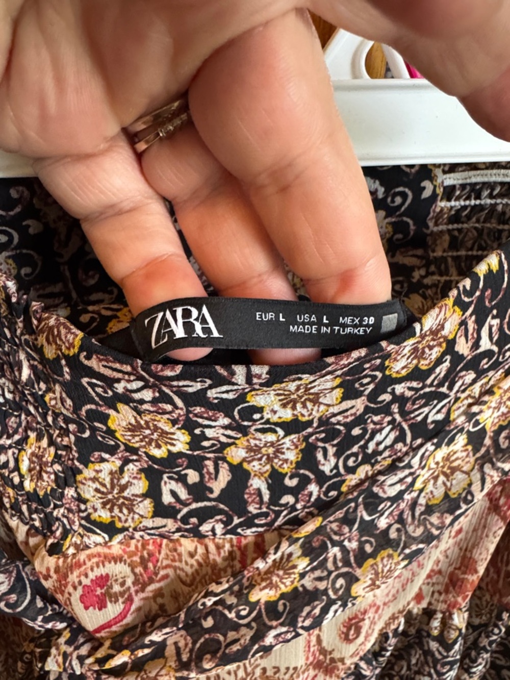 Zara Mixed-Print Tiered Mini Skirt in Black, Cream and Brown - Picture 2 of 2